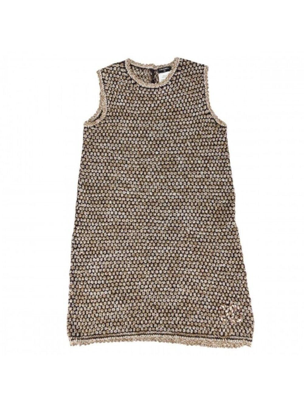 Chanel Dress Sleeveless 36 Blue Brown Rayon Nylon Spring Summer